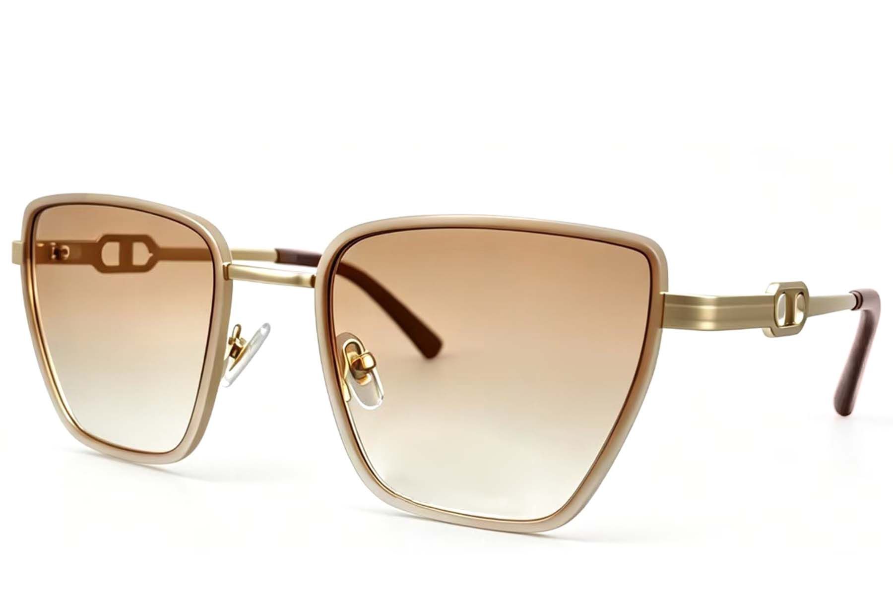 Rectangular Golden Metal Sunglasses #BS2607-0662