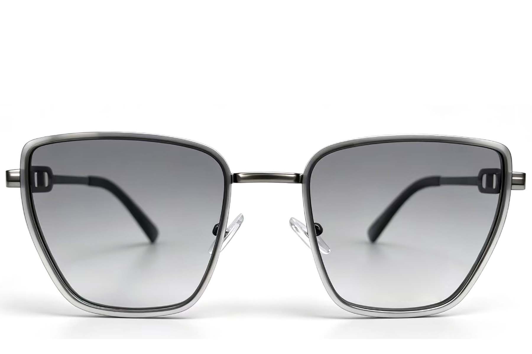 Rechteckige graue Metall-Sonnenbrille #BS2607-0663