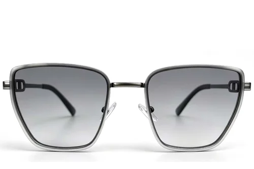 Lunettes de soleil rectangulaires en métal gris #BS2607-0663