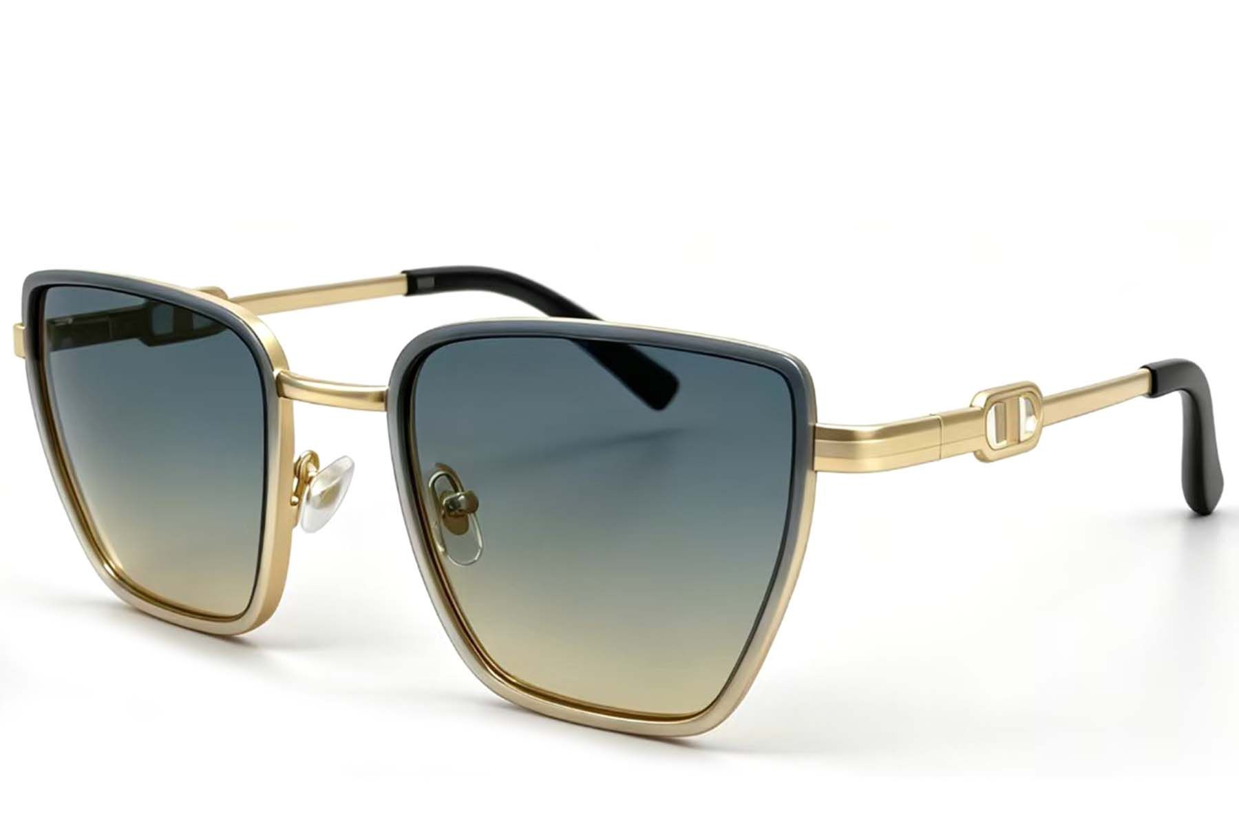 Rectangular Golden Metal Sunglasses #BS2607-0666