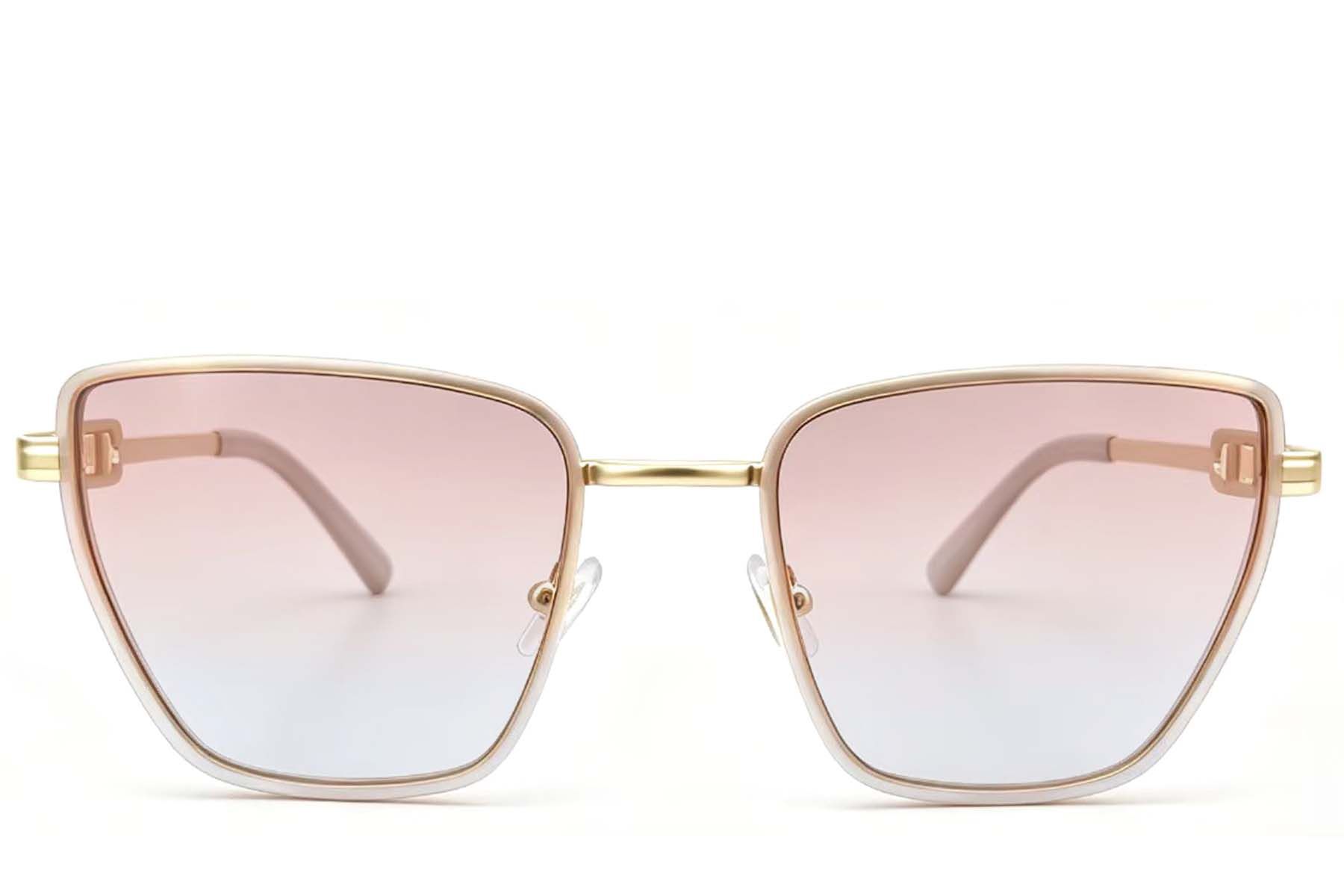 Rectangular Golden Metal Sunglasses #BS2607-0667