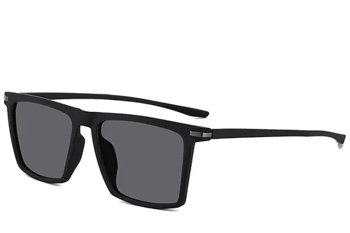 Lunettes de soleil rectangulaires noires polarisées TR90 #BS2607-0681