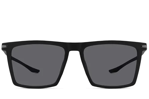 Lunettes de soleil rectangulaires noires polarisées TR90 #BS2607-0681