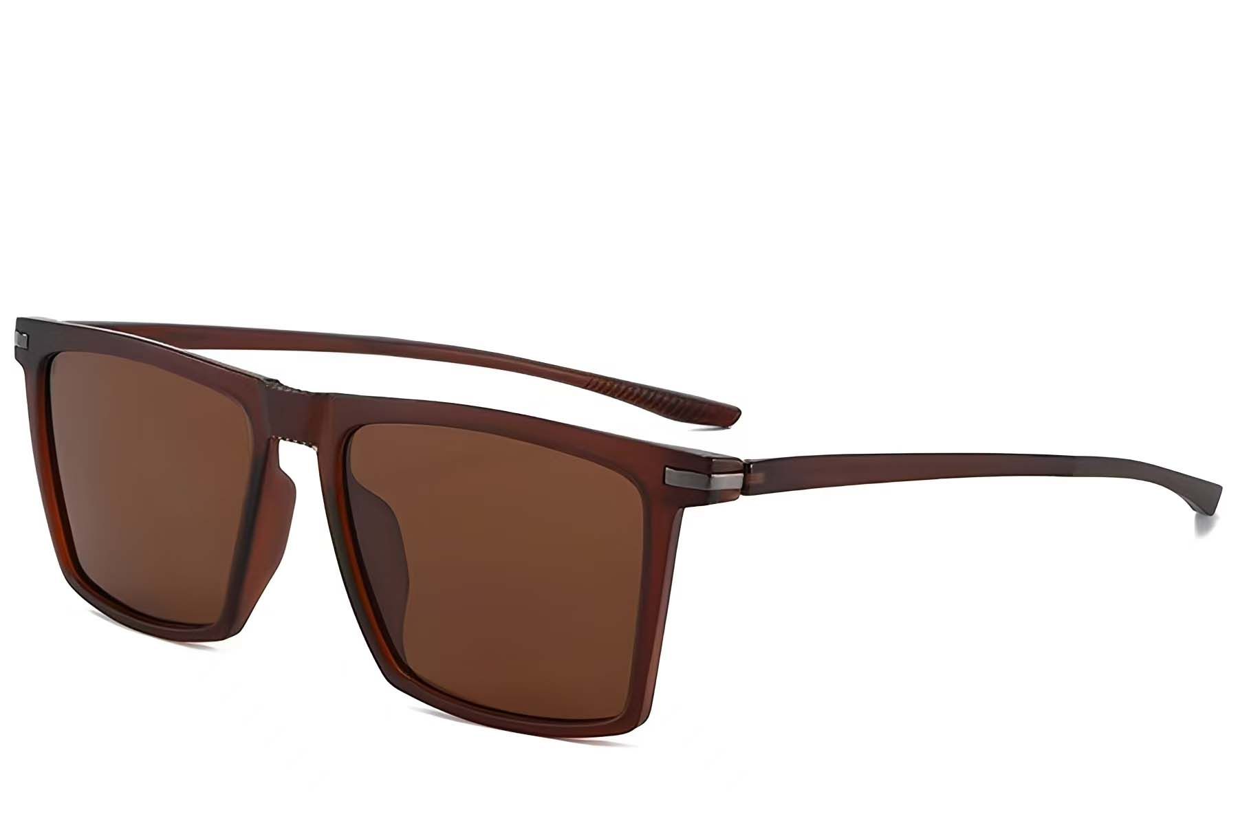 Rectangular Brown TR90 Polarized Sunglasses #BS2607-0682