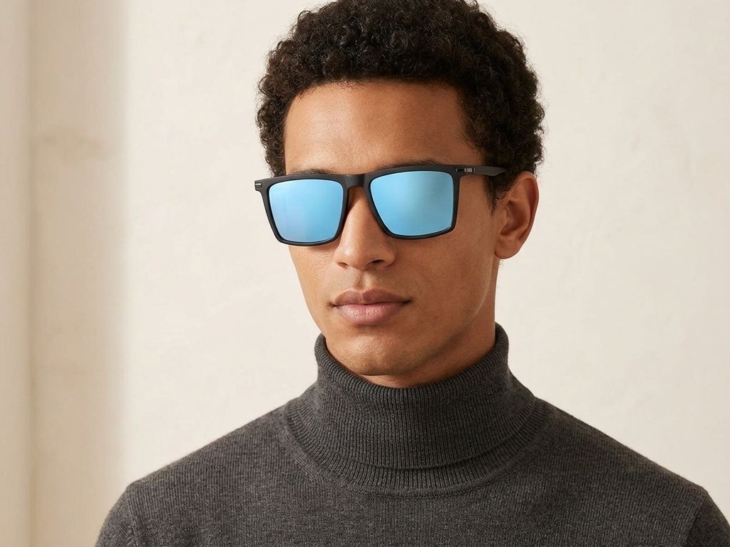Rectangular Black TR90 Polarized Sunglasses #BS2607-0683