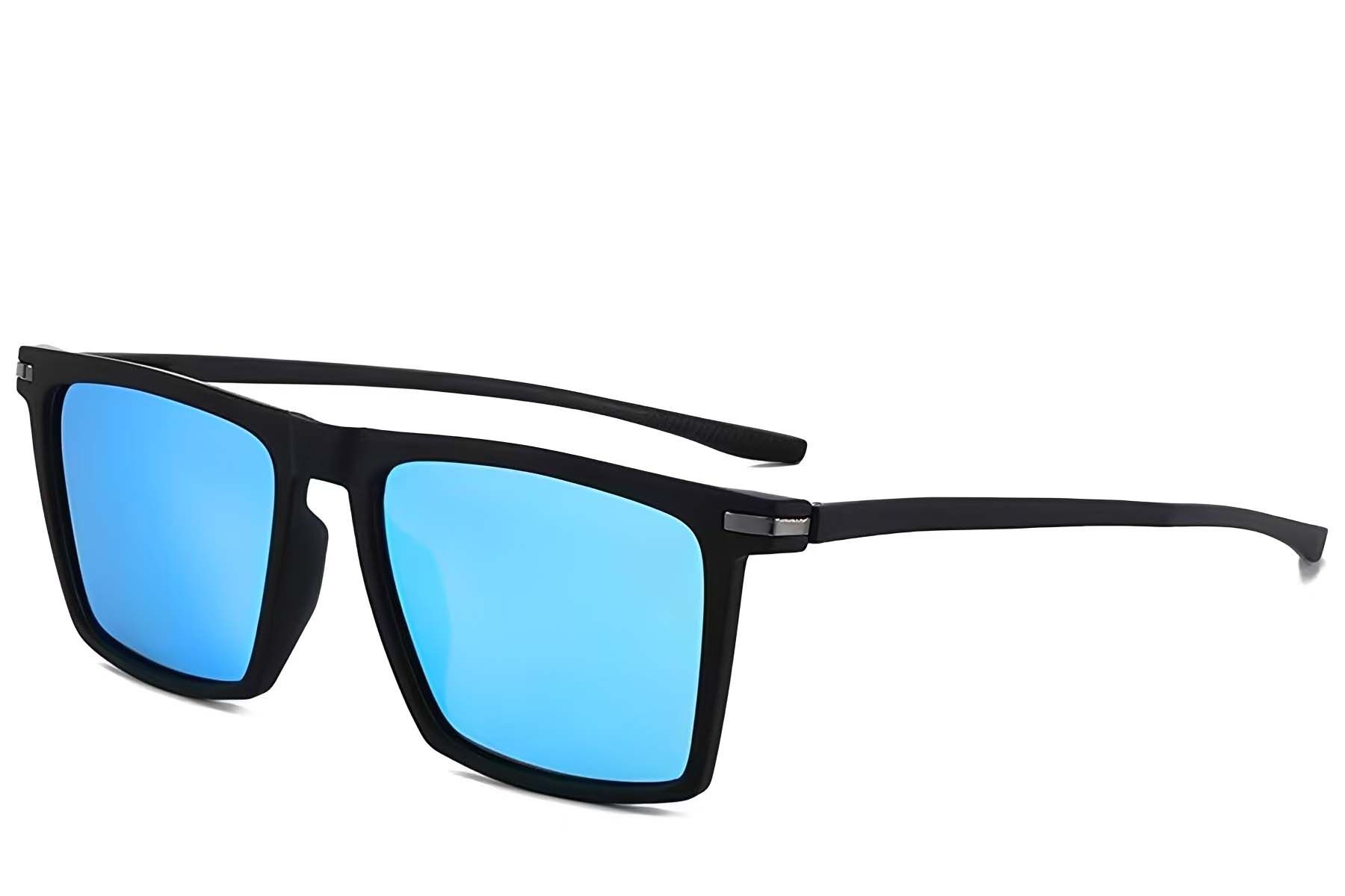 Gafas de sol polarizadas rectangulares negras TR90 #BS2607-0683
