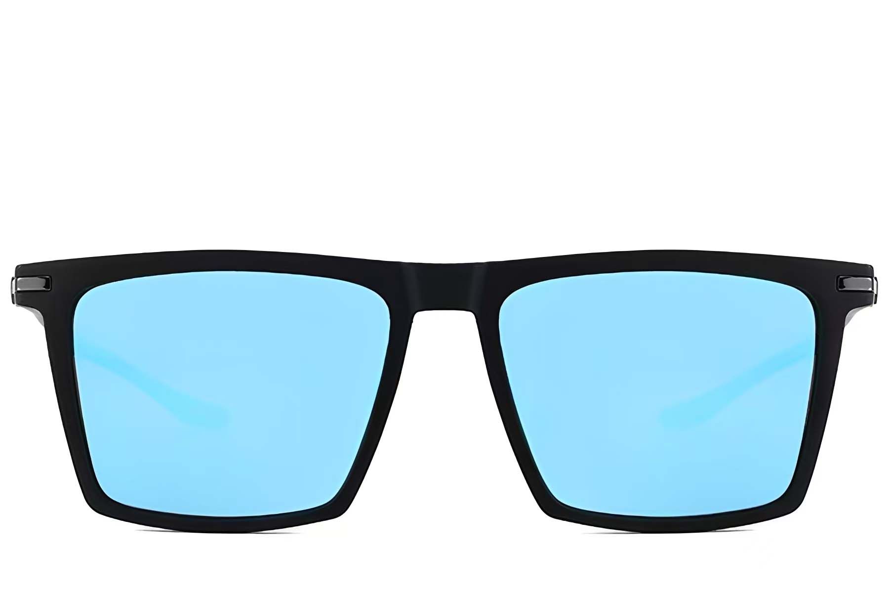 Gafas de sol polarizadas rectangulares negras TR90 #BS2607-0683