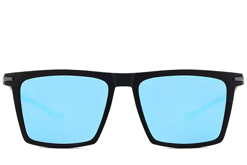 Lunettes de soleil rectangulaires noires polarisées TR90 #BS2607-0683