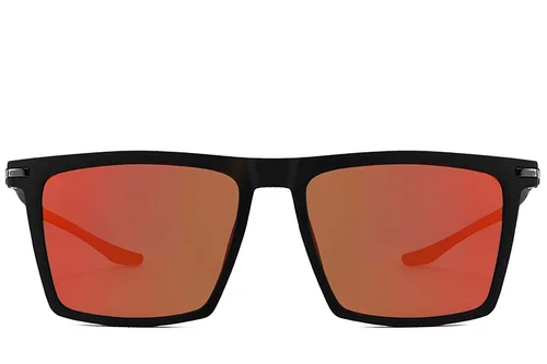 Lunettes de soleil rectangulaires noires polarisées TR90 #BS2607-0684