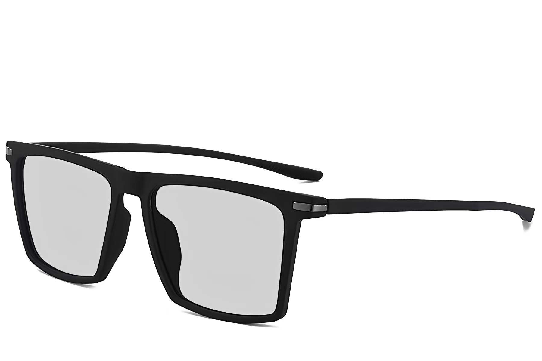 Lunettes photochromiques polarisées rectangulaires noires TR90 #BS2607-0686