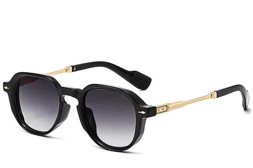 Lunettes de soleil ovales en plastique noir #BS2607-0687