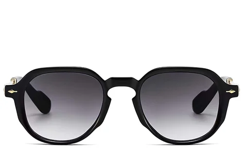 Lunettes de soleil ovales en plastique noir #BS2607-0687