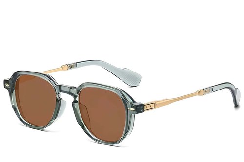 Lunettes de soleil ovales en plastique vert #BS2607-0689