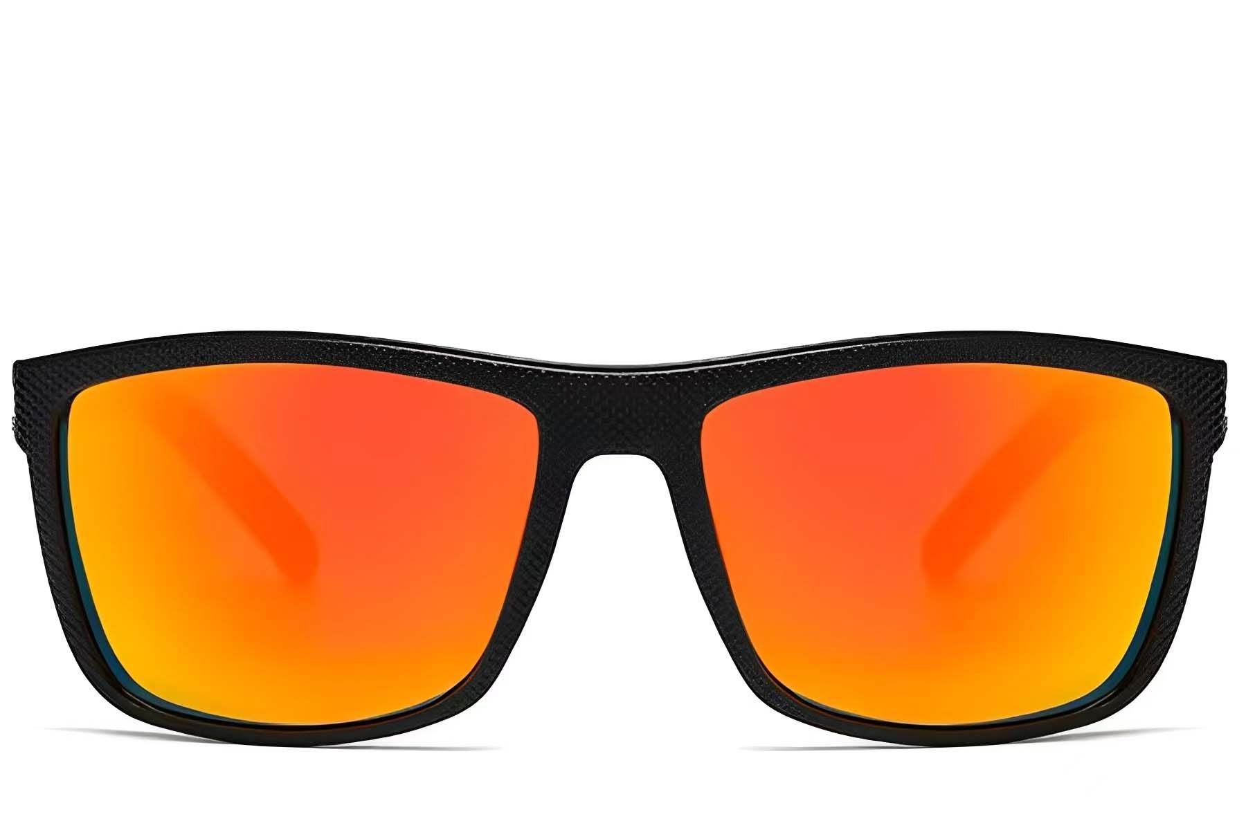 Lunettes de soleil rectangulaires polarisées en plastique noir #BS2607-0692