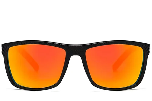 Lunettes de soleil rectangulaires polarisées en plastique noir #BS2607-0692