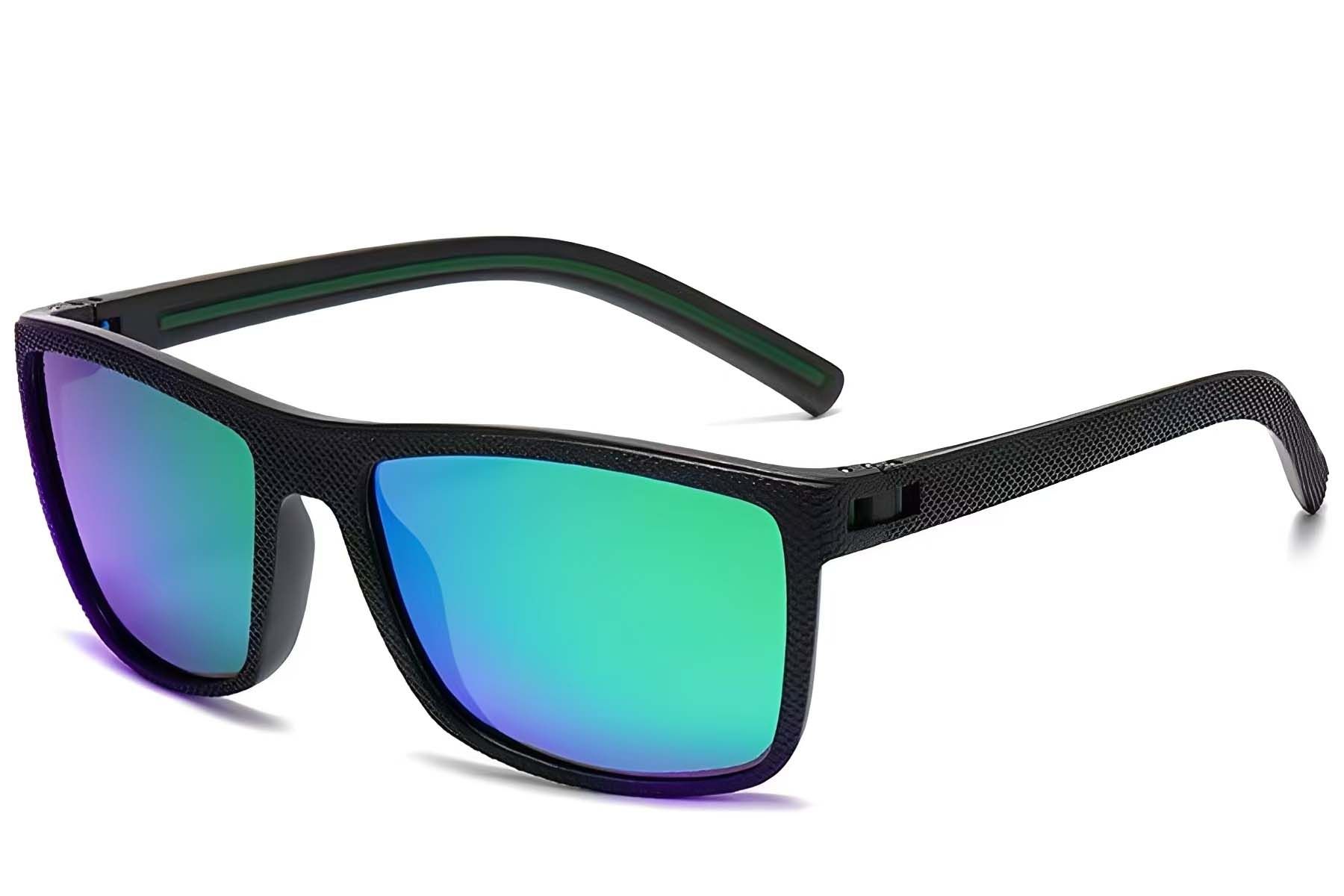 Rechteckige schwarze polarisierte Kunststoff-Sonnenbrille #BS2607-0693