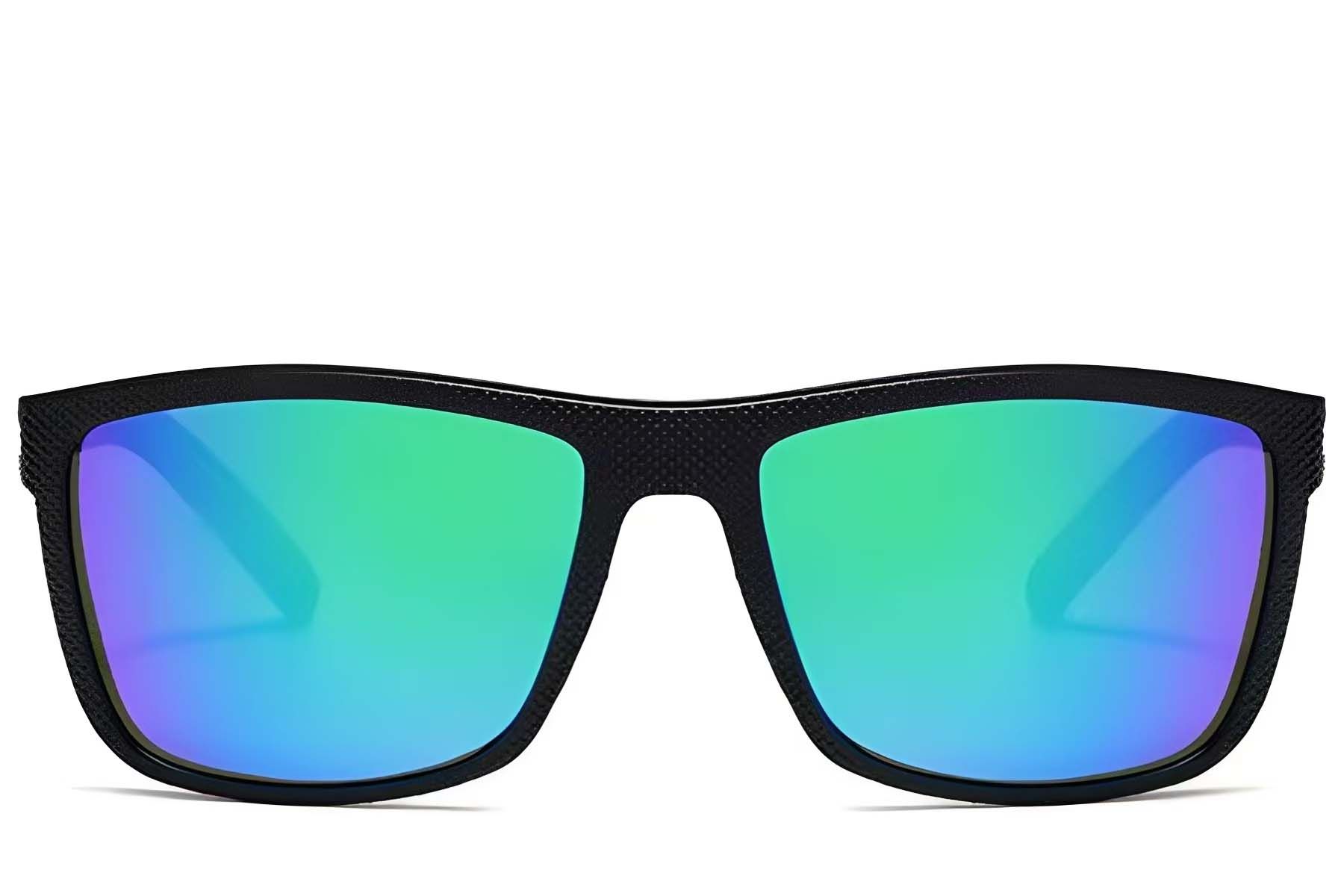 Rechteckige schwarze polarisierte Kunststoff-Sonnenbrille #BS2607-0693