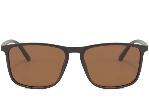 Lunettes de soleil rectangulaires polarisées en plastique marron #BS2607-0694