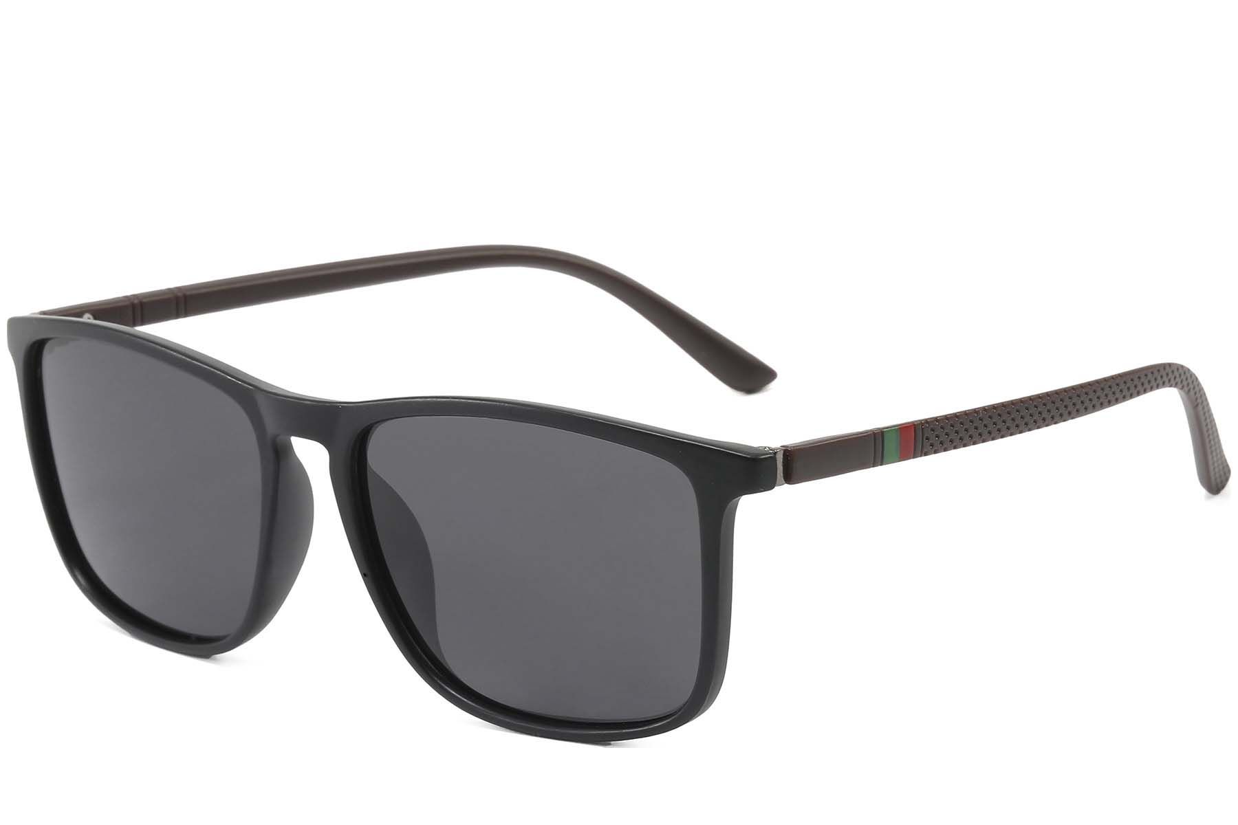 Rectangular Black Plastic Polarized Sunglasses #BS2607-0695