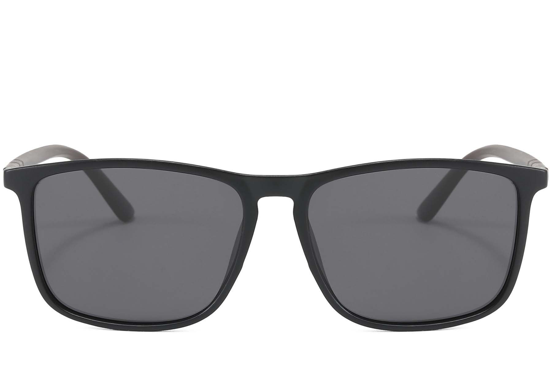 Rectangular Black Plastic Polarized Sunglasses #BS2607-0695