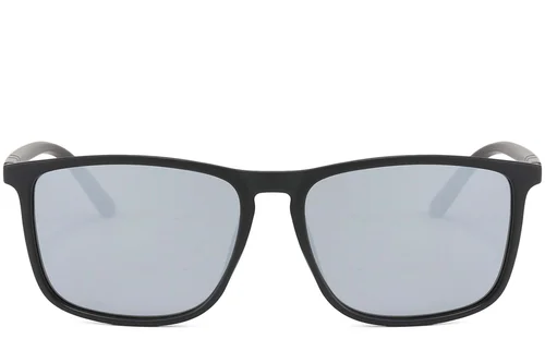 Lunettes de soleil rectangulaires polarisées en plastique noir #BS2607-0698