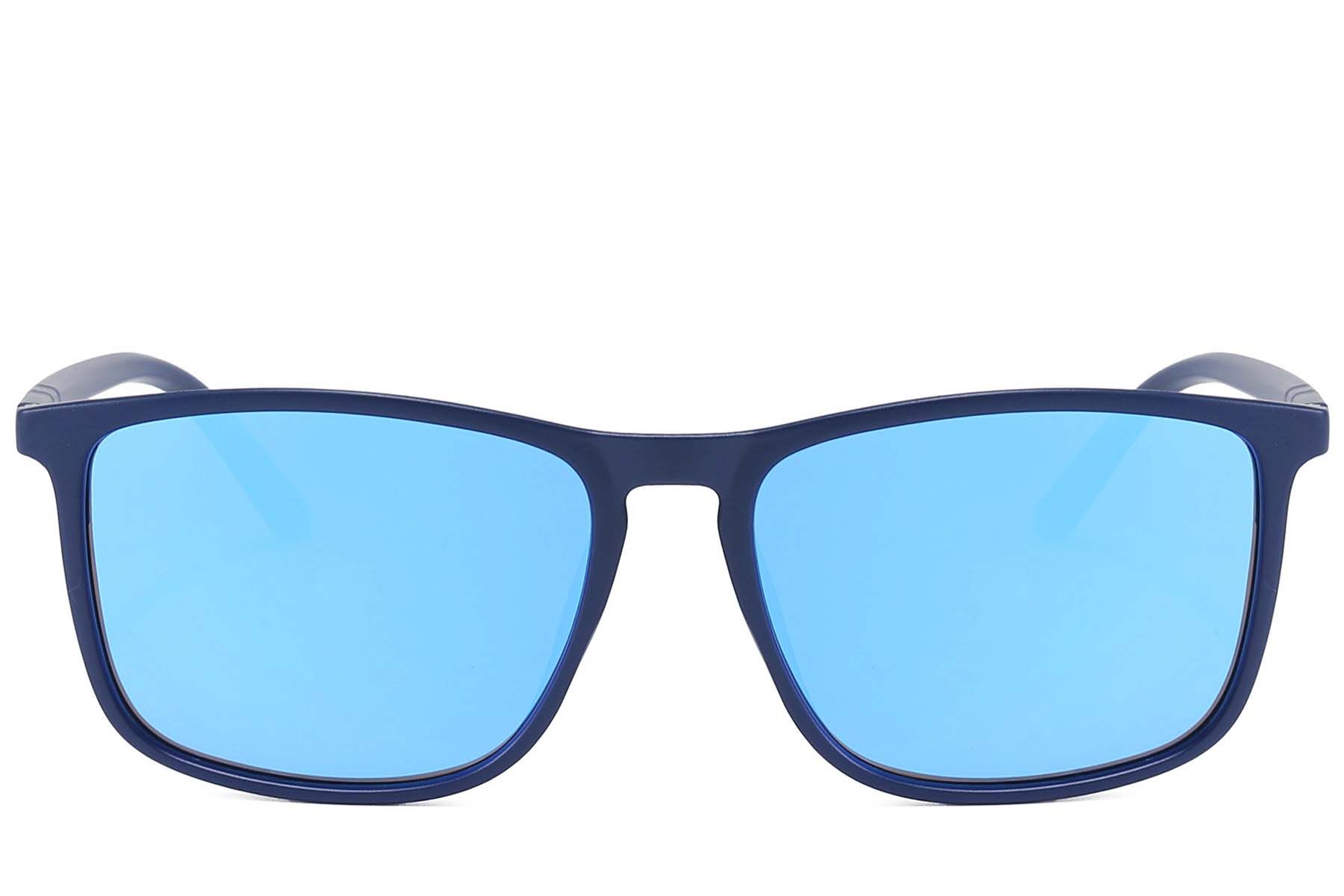 Rechteckige blaue polarisierte Kunststoff-Sonnenbrille #BS2607-0699