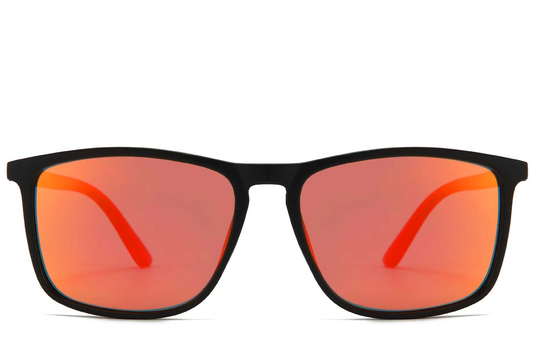 Rechteckige schwarze polarisierte Kunststoff-Sonnenbrille #BS2607-0700