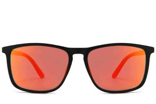 Lunettes de soleil rectangulaires polarisées en plastique noir #BS2607-0700