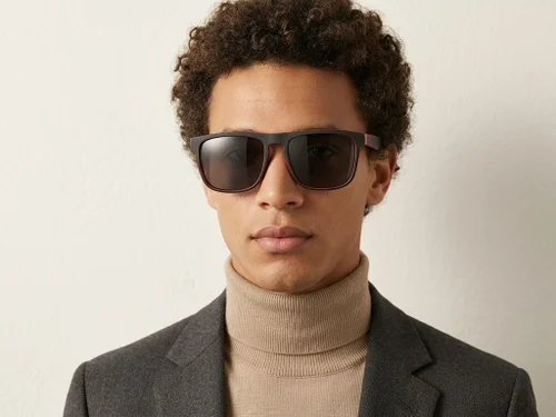 Lunettes de soleil polarisées Aviator en plastique noir #BS2607-0704
