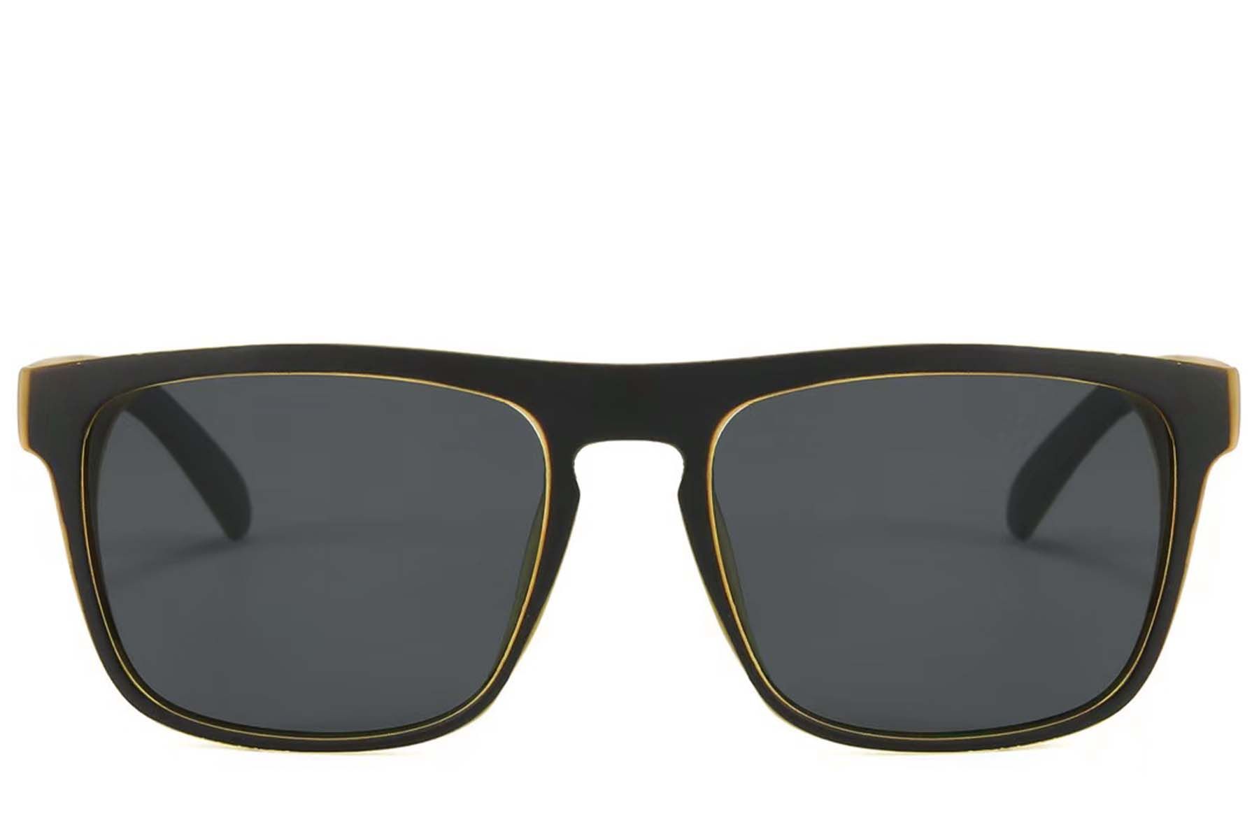 Gafas de sol polarizadas de plástico negro estilo aviador #BS2607-0705