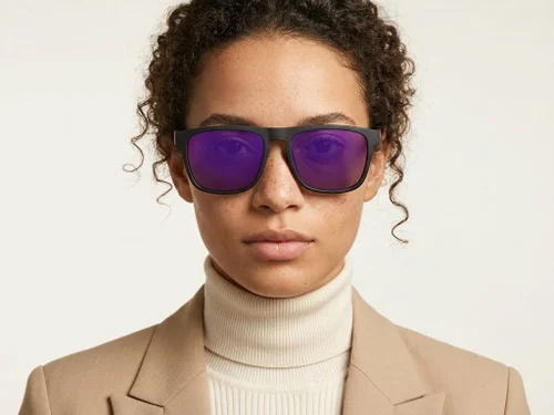 Lunettes de soleil polarisées Aviator en plastique noir #BS2607-0716