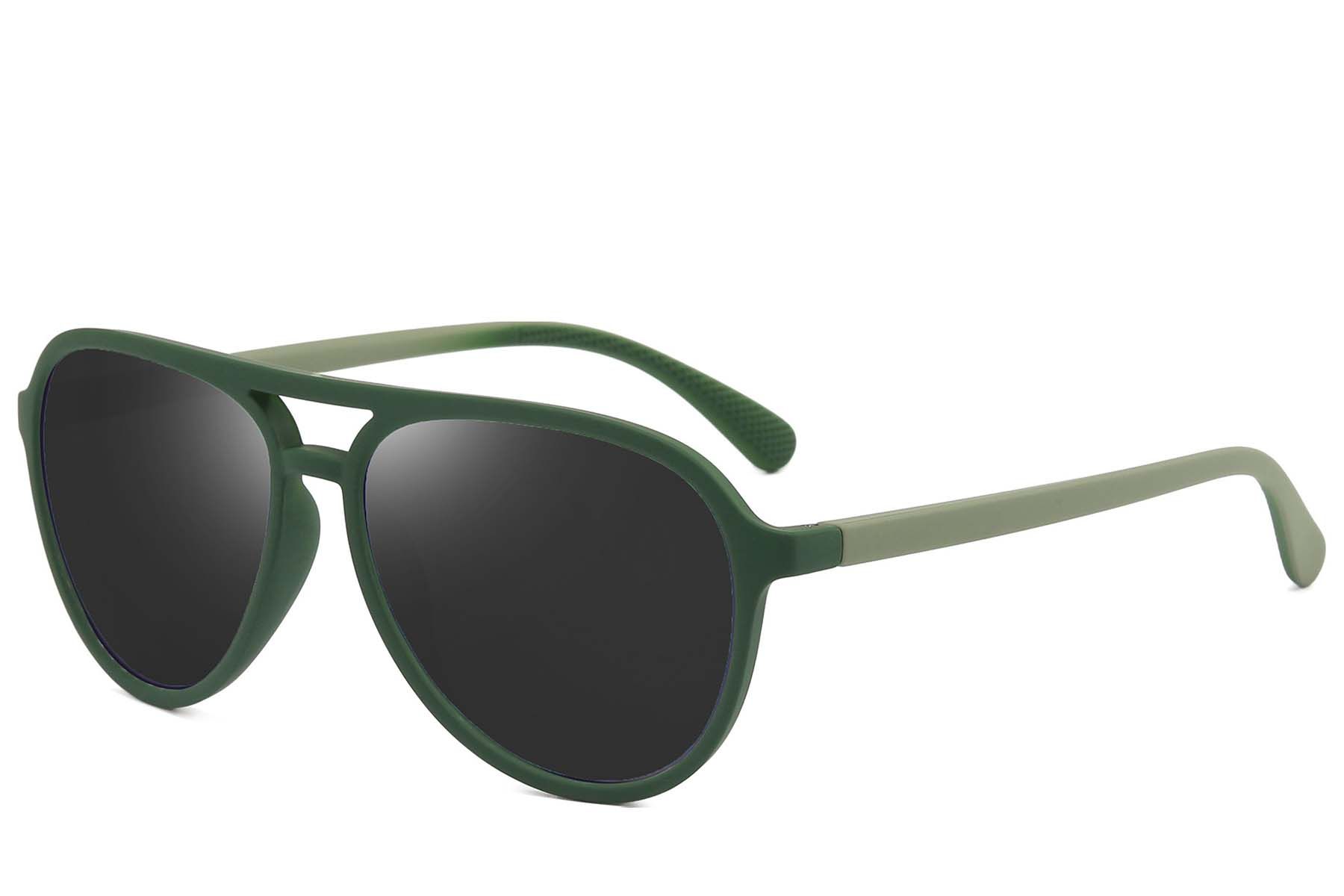 Aviator Green Plastic Polarized Sunglasses #BS2607-0721