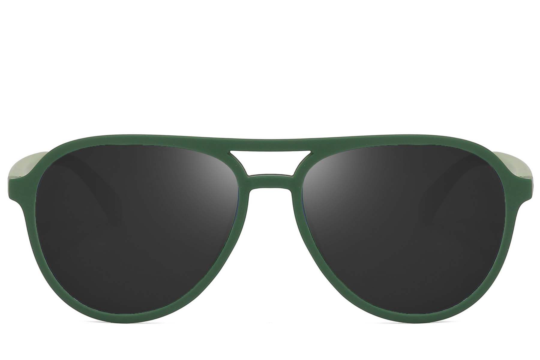 Aviator Green Plastic Polarized Sunglasses #BS2607-0721