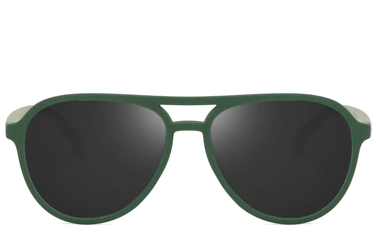 Aviator Green Plastic Polarized Sunglasses #BS2607-0721