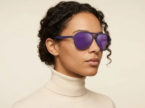 Lunettes de soleil polarisées Aviator en plastique violet #BS2607-0722