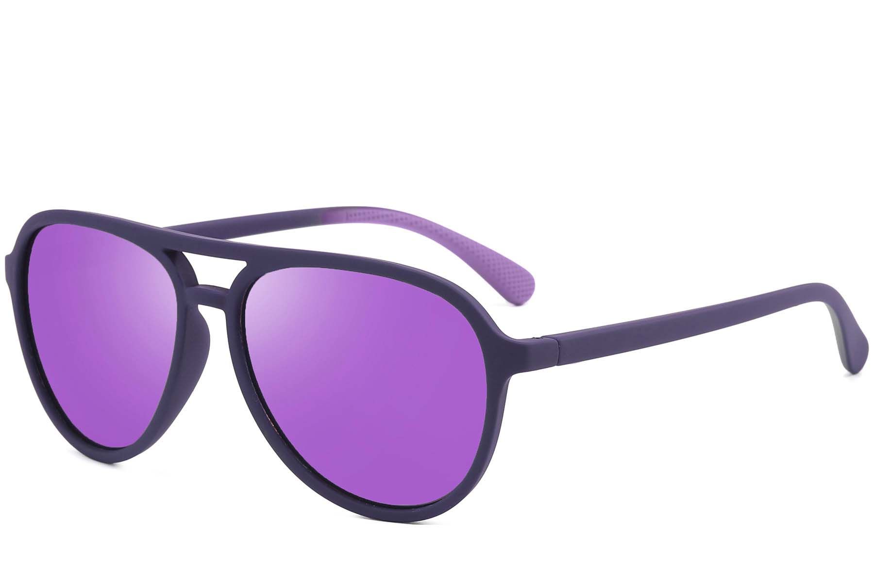 Aviator Purple Plastic Polarized Sunglasses #BS2607-0722