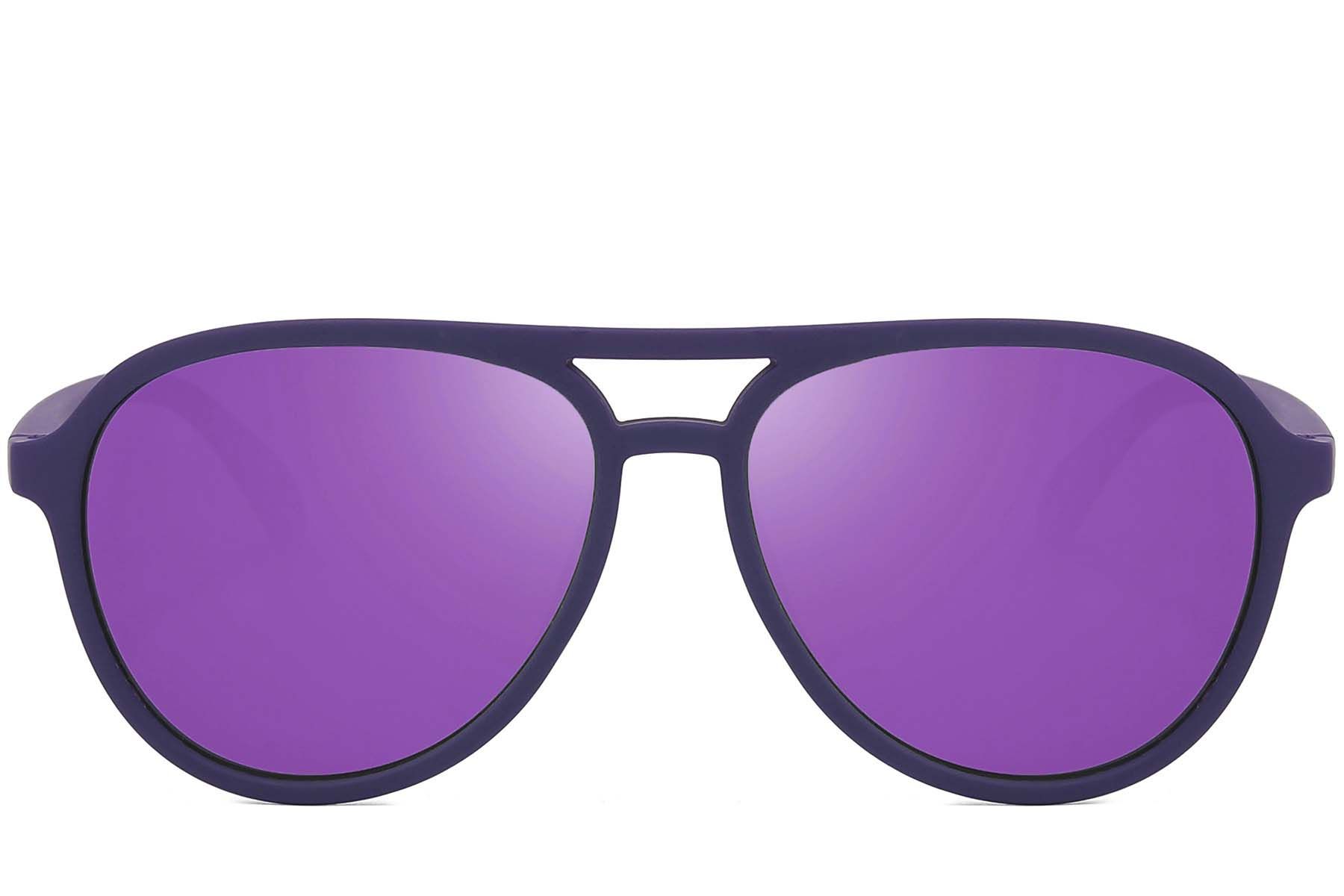 Aviator Purple Plastic Polarized Sunglasses #BS2607-0722