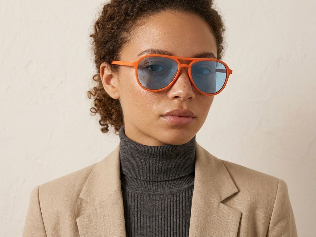 Aviator Orange Plastic Polarized Sunglasses #BS2607-0723