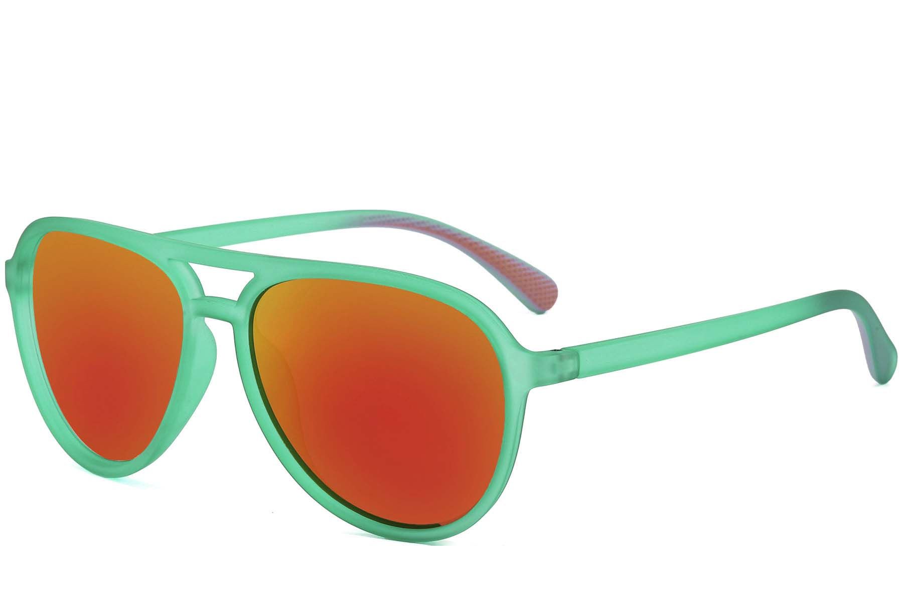 Aviator Green Plastic Polarized Sunglasses #BS2607-0724