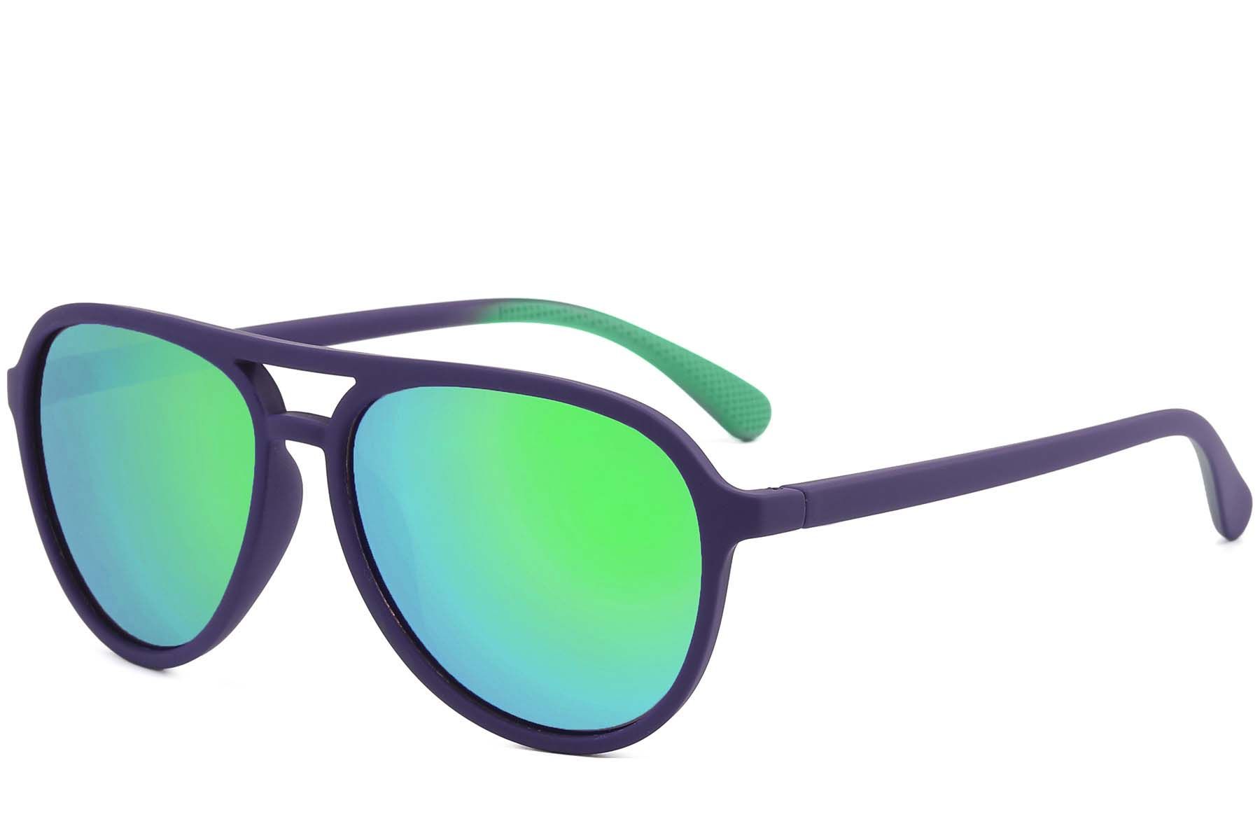 Aviator Purple Plastic Polarized Sunglasses #BS2607-0725