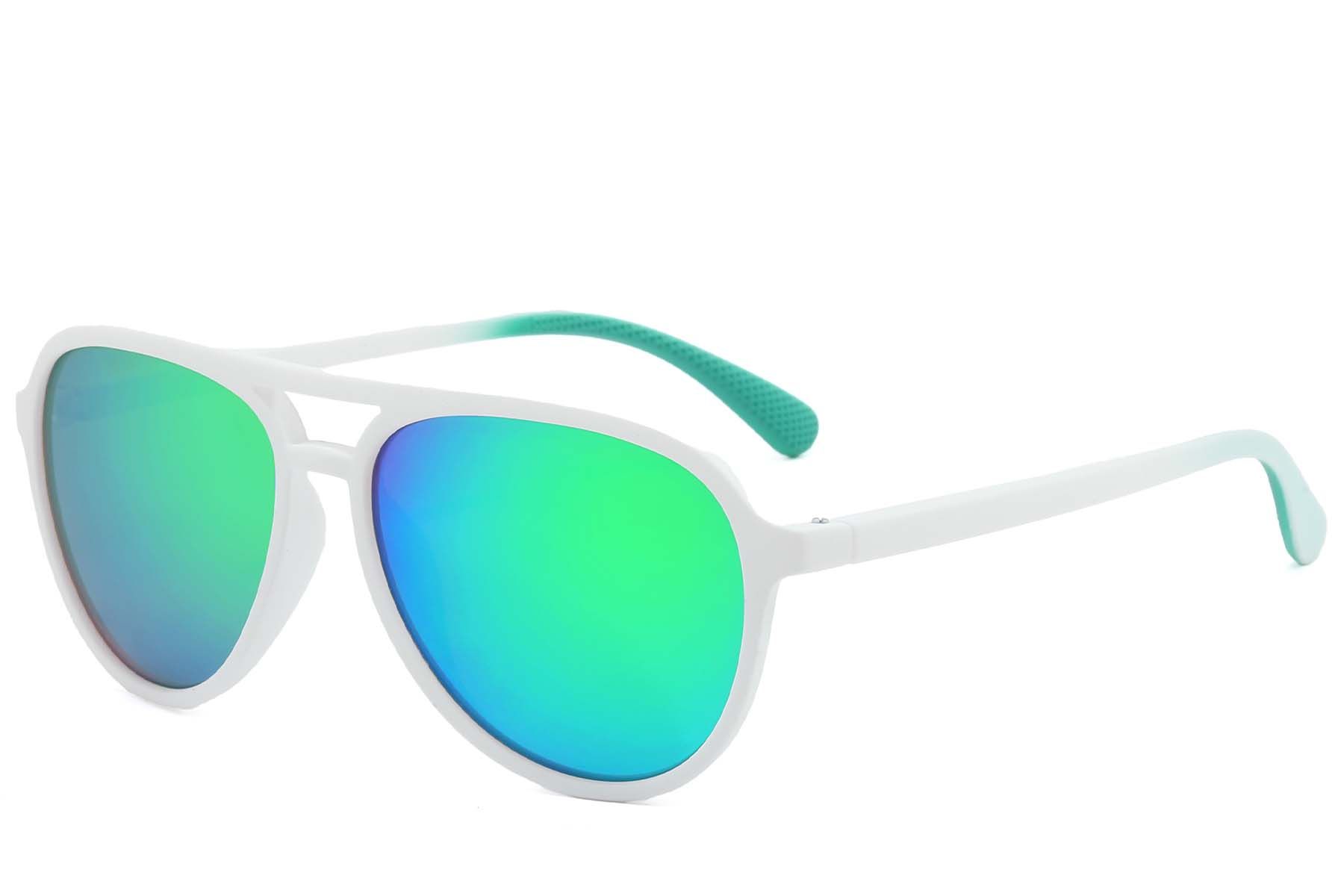 Aviator White Plastic Polarized Sunglasses #BS2607-0726