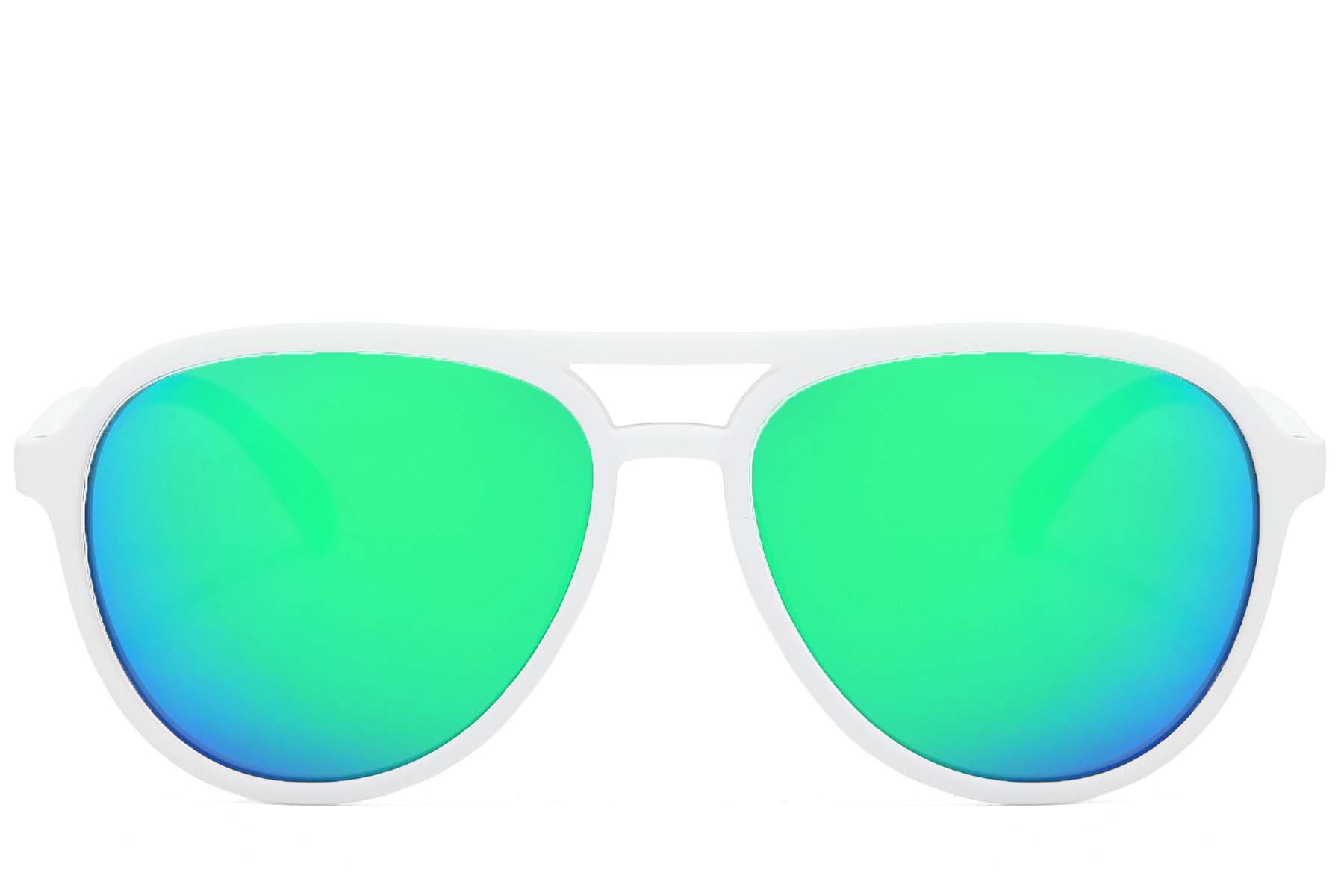 Aviator White Plastic Polarized Sunglasses #BS2607-0726