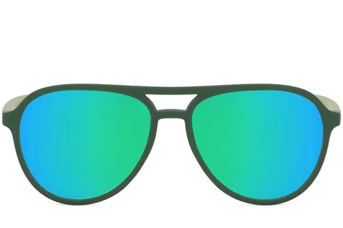 Lunettes de soleil polarisées Aviator en plastique vert #BS2607-0727