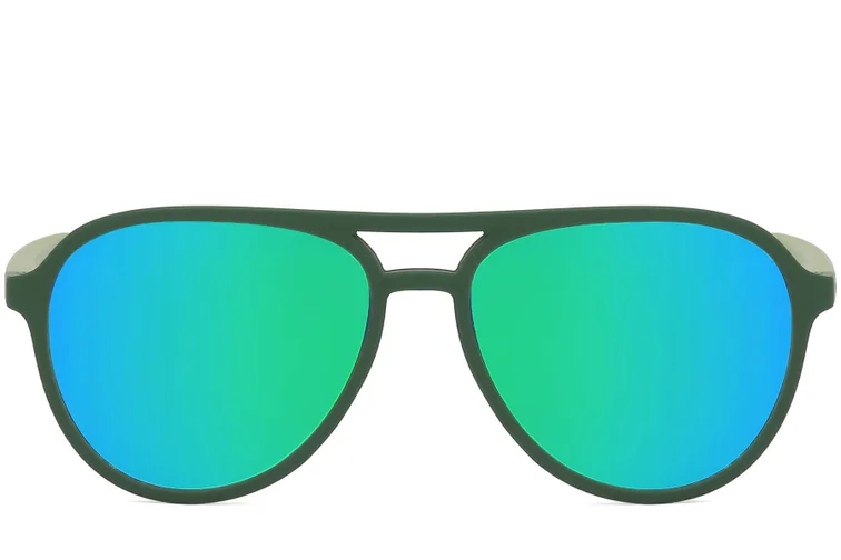 Aviator Green Plastic Polarized Sunglasses #BS2607-0727