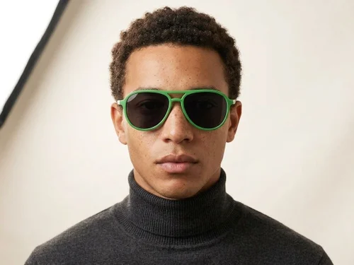 Lunettes de soleil polarisées Aviator en plastique vert #BS2607-0729