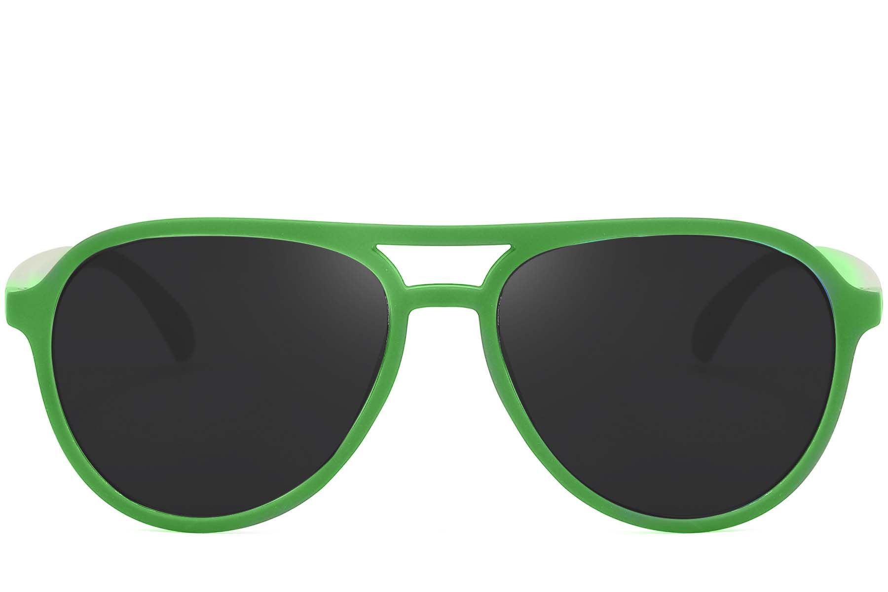 Gafas de sol polarizadas de plástico verde estilo aviador #BS2607-0729
