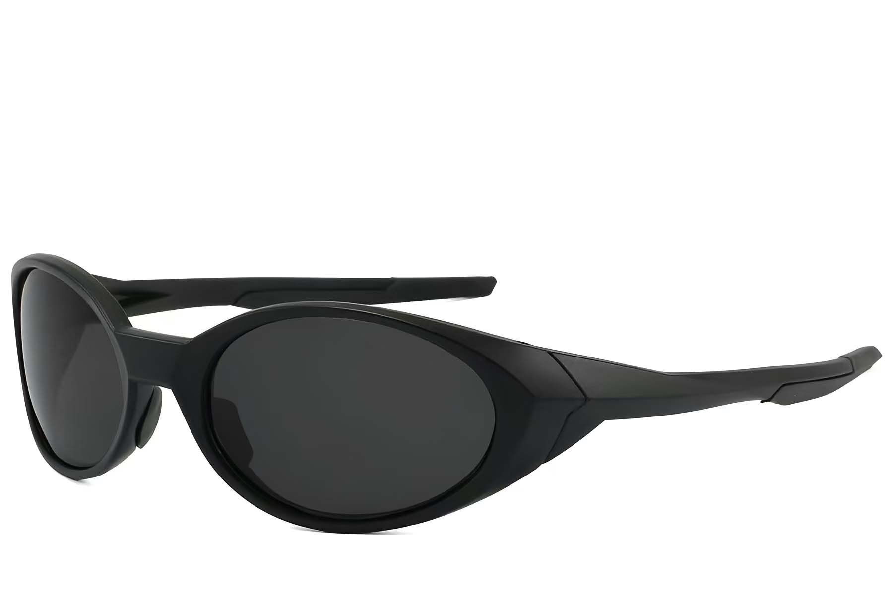 Lunettes de soleil ovales polarisées en plastique noir #BS2607-0730