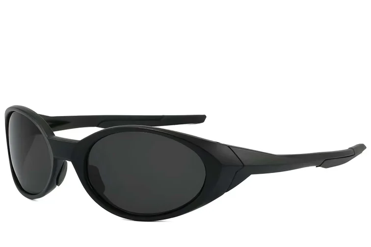 Lunettes de soleil ovales polarisées en plastique noir #BS2607-0730