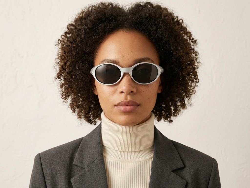Oval Silver Plastic Polarized Sunglasses #BS2607-0731