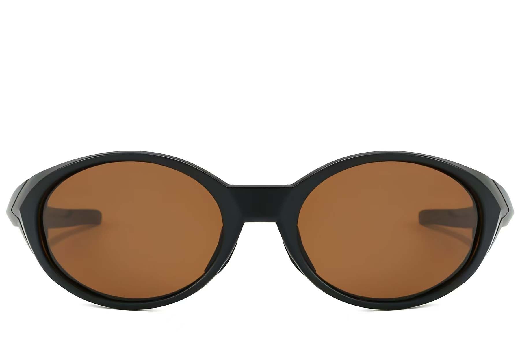 Lunettes de soleil ovales polarisées en plastique noir #BS2607-0732